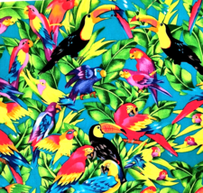 New Jo-Ann Fabric Multicolor Tropical Birds 100% Cotton 13.5&quot; x 30&quot; Sew Craft - £9.49 GBP