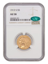 1913-S $5 NGC/CAC AU58 - $1,782.38