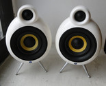 Pair Of Scandyna MicroPod SE Speakers On Spikes White Made In Denmark - $97.29