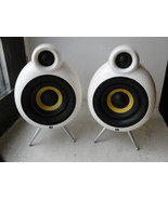 Pair Of Scandyna MicroPod SE Speakers On Spikes White Made In Denmark - £78.43 GBP