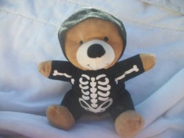 plush bear wearing skeleton outfit black - $14.00