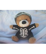 plush bear wearing skeleton outfit black - $14.00