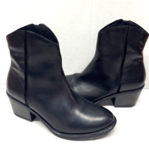 MIZ MOOZ  LEATHER   BOOT WESTERN  LOOK SIDE ZIP 37EU / 7US BLACK Z-75 - €43,35 EUR