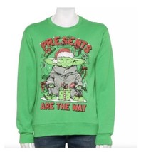 Disney Star Wars Ugly Christmas Sweatshirt Yoda Presents Are The Way Men... - £18.27 GBP