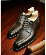 New Handmade Men&#39;s Brown Full Grain Leather Derby Shoes For Men Lace Up ... - $3,080.09 MXN+