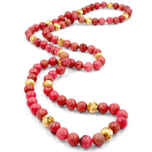 Authenticity Guarantee 
Unique Beaded Dyed Red Quartz Necklace w/ 14k Yellow ... - £469.35 GBP