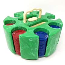 VTG Marbled Green Poker Chip Caddy Rotating Carousel w/ Card Deck Slots - £39.83 GBP
