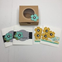 Homemade 4&quot; x 4&quot; Set 4 Floral Greeting Cards With Box Hello Sweet Friend - £9.56 GBP