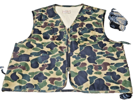 VTG SAFTBAK Camouflage Vest L/XL Utility Cargo Outdoor Duck Camo USA game pouch - £17.01 GBP
