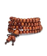 Stretch Wrap Mala Bracelet 108 6mm Brown Buddha Bead Wood Prayer Buddhis... - €3,45 EUR