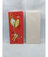 Vintage Hallmark Slim Jim Father’s Day Card Pocket Watch &amp; Keys - $5.93