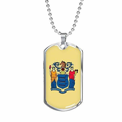 Express Your Love Gifts New Jersey State Flag Necklace Stainless Steel or 18k Go