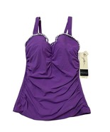 Profile by Gottex Tankini Top Womens 34E Purple Kundala Ruffle E Cup Top... - $635.63 MXN