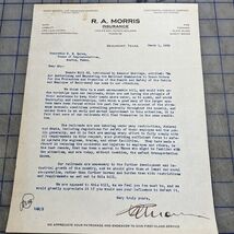 Antique Letter Beaumont Texas R. A. Morris Insurance  1935 Subject Railr... - $26.20