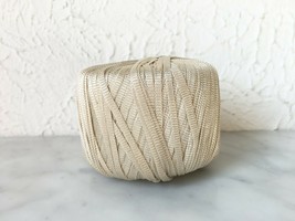 Natural Color Ribbon Yarn - Partial Ball/Skein Beige Textured - $5.65