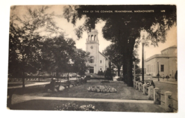 FRAMINGHAM, MA Massachusetts  VIEW of THE COMMON  Church~Cars  c1940&#39;s P... - $12.00