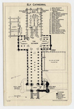 1924 Original Vintage Plan Of Ely Cathedral / England - £13.44 GBP