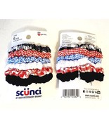 2 Scunci Patriotic Hair Scrunchies Gingham Red White Blue NEW - $13.67 CAD