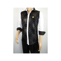 Men Sports Shirt by DE-NIKO Medallion Lion design Satin Cotton 2023 White Slim image 9