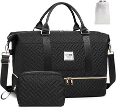 Duffle Bags for women 50L Quilted Travel Weekender Bag with Shoe Compartment Lar - £55.34 GBP