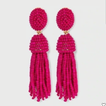 SUGAR FIX By BaubleBar &quot;Polished Beaded Tassel Earrings&quot; (Magenta Pink) ... - $141.71 MXN