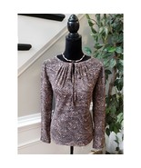 Ann Taylor LOFT Blouse Women XS Brown Pink Floral Print Long Sleeve Top - $33.96 CAD