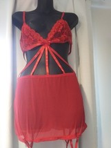 baci lingerie CRISS CROSS LACE MINI SKIRT SET M/L V - $266.28 MXN