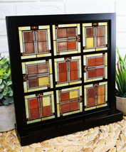 Ebros Frank Lloyd Wright Unity Temple Skylight Stained Glass Art Desktop Plaque - £69.44 GBP