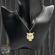 Womens Off White Enamel Owl Pendant and Silver Tone Necklace Fashion Jewelry - £11.99 GBP