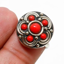 Red Coral Gemstone Handmade Ethnic Gifted Jewelry Nepali Ring Adjustable SA 1881 - £3.87 GBP