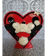 Mickey &amp; Minnie Mouse Kissing Disney Bank Red Heart Valentines - $11.68