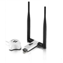 Wireless N 300Mbps Long-Range Usb Adapter With Two 5Dbi Antennas And Usb 2.0 Cra - £22.29 GBP