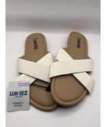 LUK EES by Muk Luks Sandals Women’s Tan/White Criss Cross SizeM 7-8 Faux Leather - $12.99