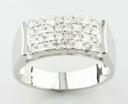 18k Oro Bianco Diamante Placca Anello Tdw = 0.76 KT Misura 6.5 - £824.83 GBP