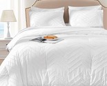 7Pc King Comforter Set With Sheets, White Tufted Boho Jacquard Soft Shab... - $101.64