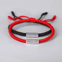 Tibetan Buddhist Six Word Mantra Bracelet Handmade Adjust Knots Rope Men Women - £9.88 GBP