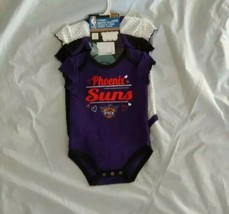 NBA Baby Girl&#39;s 3pc PHX Purple Gray Black Creeper Bodysuit Set Size 6-9M - £17.68 GBP