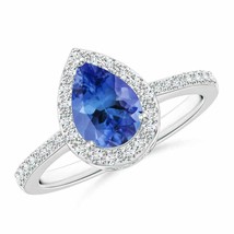 ANGARA Pear Tanzanite Ring with Diamond Halo for Women, Girls in 14K Solid Gold - £904.15 GBP