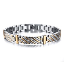Vinterly Steel Magnetic Bracelet Male Hand Chain Health Energy Bracelet Men Stai - £23.88 GBP