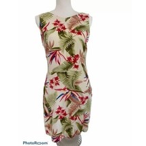 La Cabana Vintage Hawaiian Aloha Floral Sleeveless Midi V-Neck Zip Dress Medium - £15.61 GBP