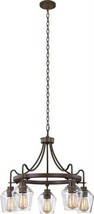 Chandelier KALCO ALLEGHENY Farmhouse Chic Goblet Shade 5-Light Brownstone Clear - £2,397.26 GBP