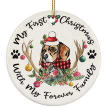 My First Christmas Beagle Dog With Deer Anlters Ornament Gift Tree Decor Hanging - £12.19 GBP