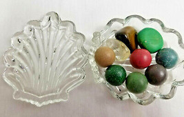 Rock Stone Clay Marbles in Clear Art Glass Trinket Box - $373.45 MXN
