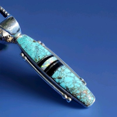 Bisbee Turquoise Opal Onyx Sterling Silver 925 Deco Ornate Chain Necklace 16" in Item image 3