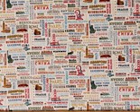 Cotton Destinations Cities Countries Trips Cream Fabric Print by Yard D4... - £11.68 GBP
