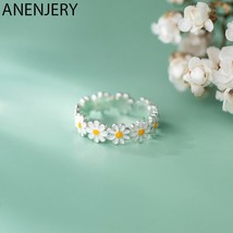 Trendy Korean Daisy Flower Rings For Women Sweet Cute Flower Finger Ring Wedding - £9.00 GBP