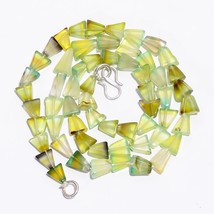 Natural Bi-Color Quartz Gemstone Flat Triangle Beads Necklace 6-10 mm 17&quot; UB7144 - £8.60 GBP