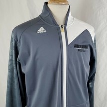 Adidas Milwaukee Basketball Warm Up Jacket Large Gray Zip Front Embroide... - £17.51 GBP