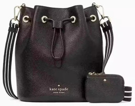 Kate Spade Rosie Bucket Bag Black Leather Coin Purse KA987 NWT $399 Retail FS - £124.80 GBP