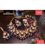 Kundan Jewelry Indian Earrings Necklace Tikka Set New Year Chokar Bridal... - €56,45 EUR